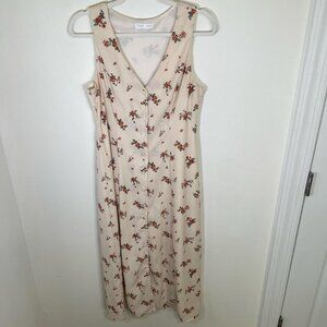 Emory Park Beige Floral Button Down Midi Dress